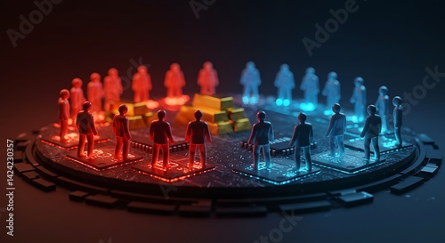 Digital Divide: Two Groups Facing Each Other with Wealth Disparity