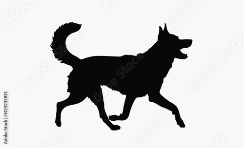 German shepherd silhouette, dog vector, isolated design, German shepherd silhouette isolated on white background