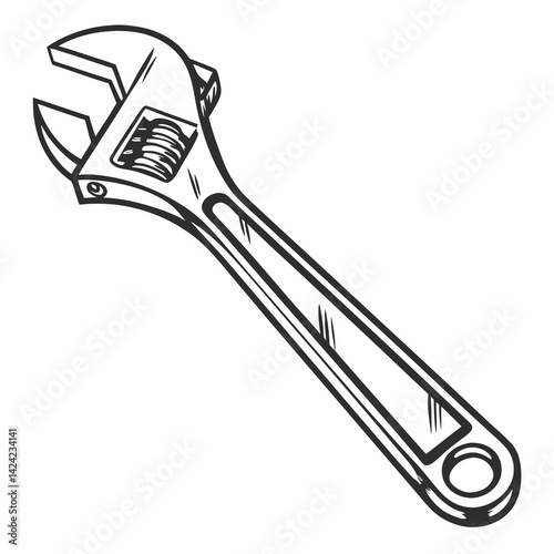 Adjustable Wrench Vector Illustration Design For Maintenance,Repair,Plumbing Or Mechanical Works