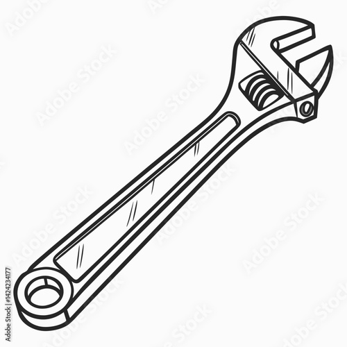 Adjustable Wrench Hand Tool Illustration For Construction And Repair Projects Artwork