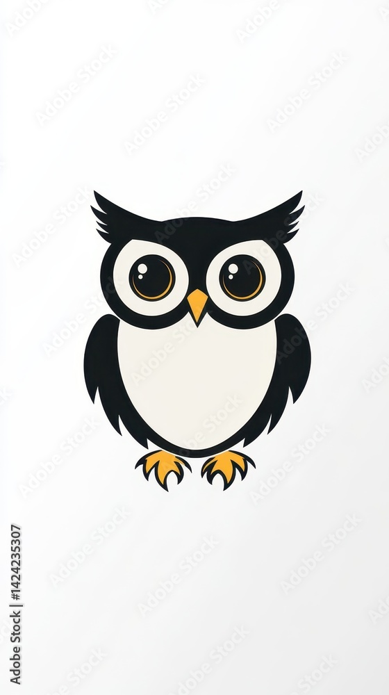 Fototapeta premium A whimsical cartoon owl with big eyes.