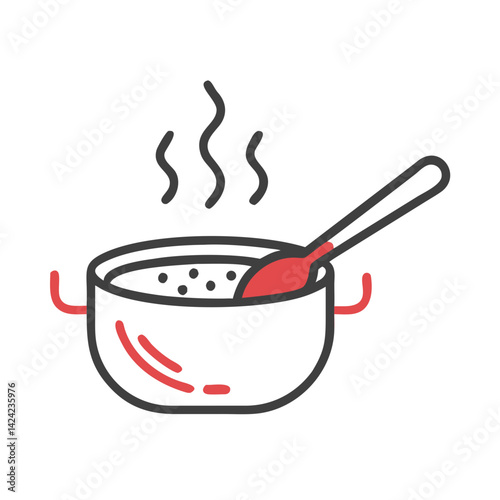 Pot with Ladle Icon Representing Soup or Stew Preparation and Cooking