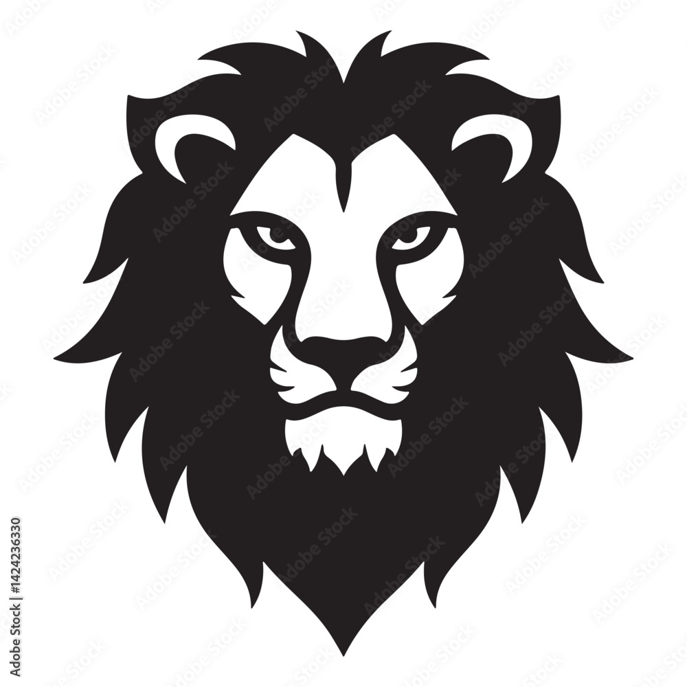 Lion head silhouette vector with white background. illustration eps 10 Lion head silhouette vector with white background. illustration eps 10
