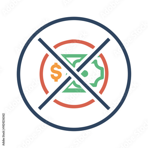 Prohibited Currency Exchange Icon Representing Restricted or Unauthorized Currency Transactions