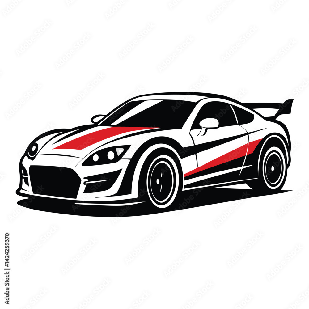 Naklejka premium race car shilhotee vector isolated on white background