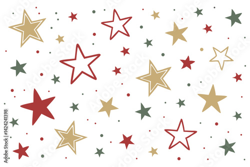 seamless confetti stars background for christmas time. vector illustration