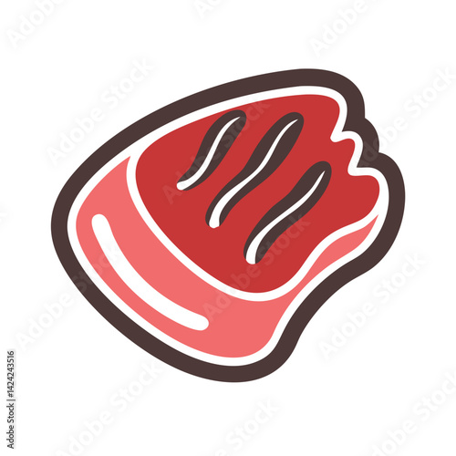 Rib Cut Icon Representing Pork or Beef Rib Meat for Grilling and Cooking