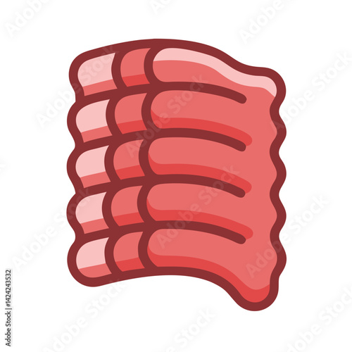 Rib Cut Icon Representing Pork or Beef Rib Meat for Grilling and Cooking