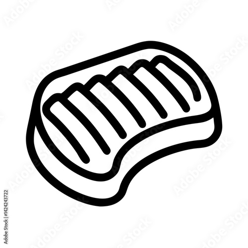 Rib Cuts Icon Representing Grilled or Raw Rib Meat for Cooking