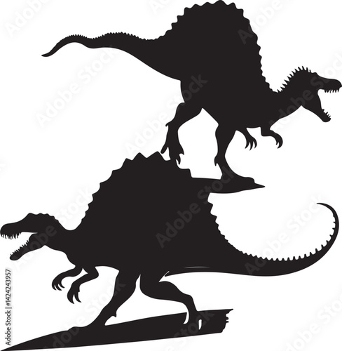 Spinosaurus vector image Spinosaurus dinosaur on white background Vector Image Vector spinosaurus silhouette