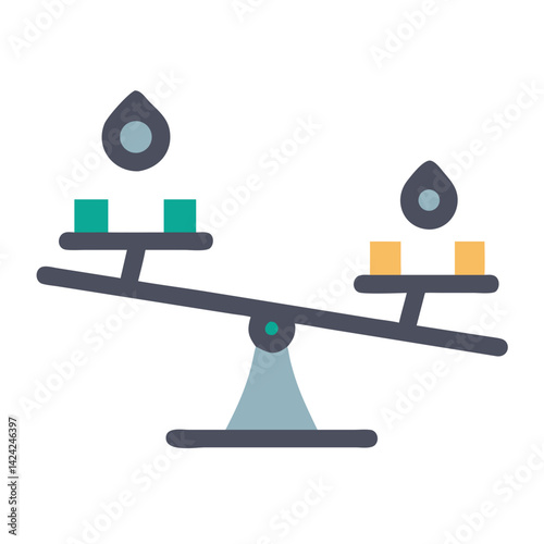 Seesaw Lever Balance Principle Icon Representing Physics and Mechanical Equilibrium
