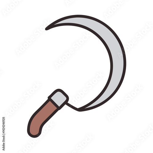 Sickle Harvesting Tool Icon Representing Agricultural Cutting Equipment