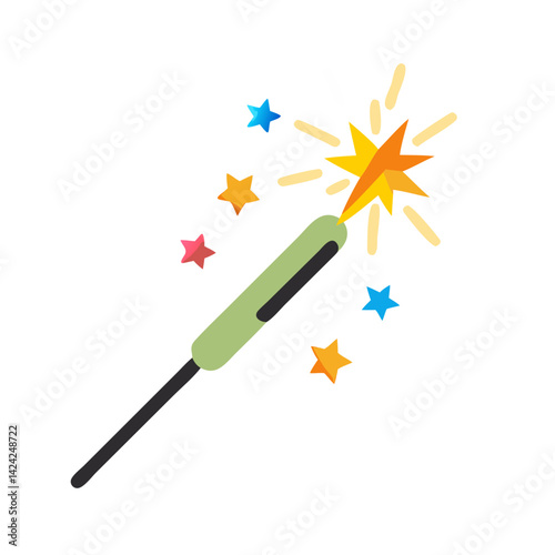 Sparkler Firework Stick Icon Representing Festive Celebration and Party Fun