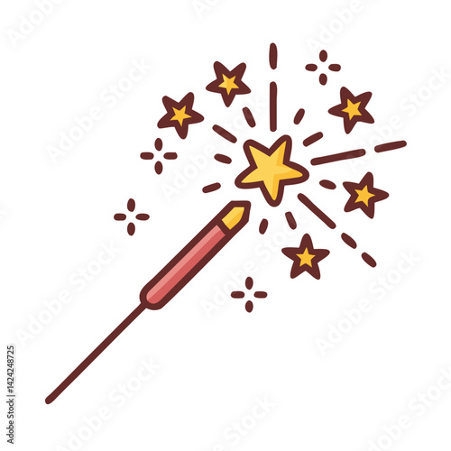 Sparkler Firework Stick Icon Representing Festive Celebration and Party Fun