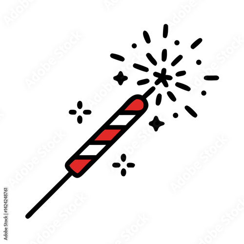 Sparkler Firework Stick Icon Representing Festive Celebration and Party Fun
