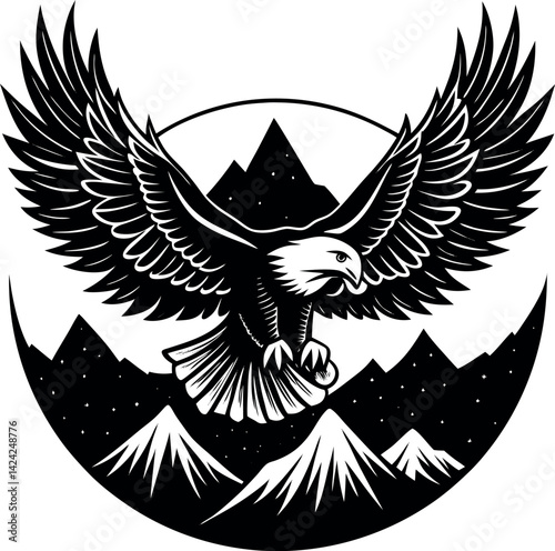 Powerful Eagle Soaring Through the Sky Dramatic Pose