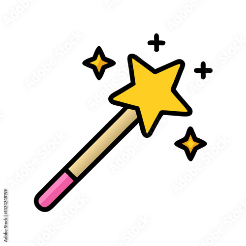 Tar Wand Casting Magic Icon Representing Spellcasting and Mystical Power