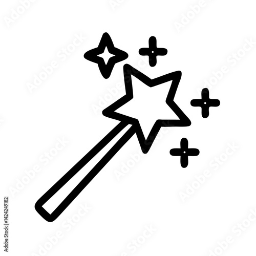 Tar Wand Casting Magic Icon Representing Spellcasting and Mystical Power