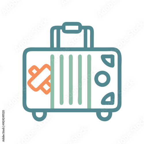 Suitcase Icon Representing Packed Luggage for Travel and Vacation