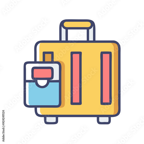 Suitcase Icon Representing Packed Luggage for Travel and Vacation