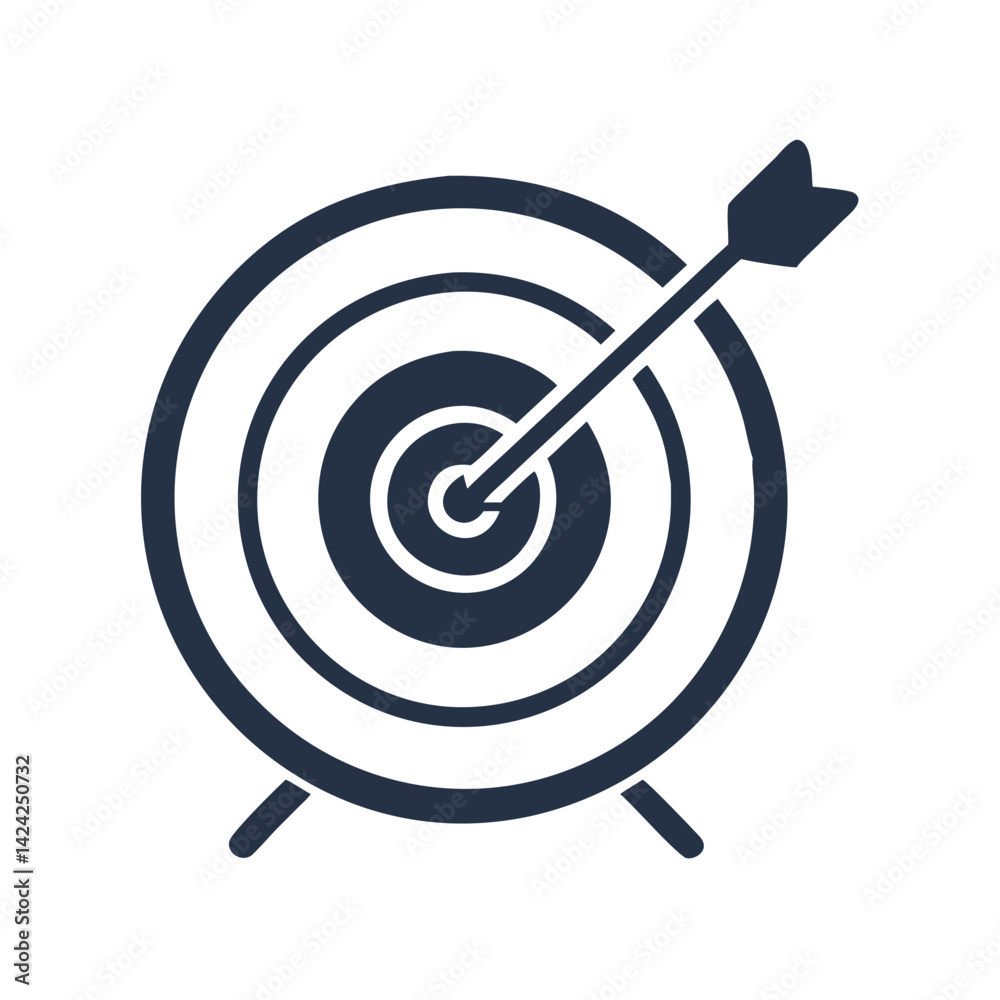 Target with Arrow Icon Representing Goal Achievement and Strategic Focus Target with Arrow Icon Representing Goal Achievement and Strategic Focus