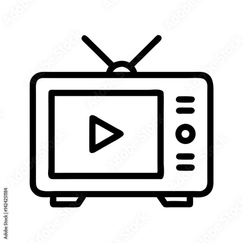 Television with Play Button Icon Representing Media Streaming and Video Playback