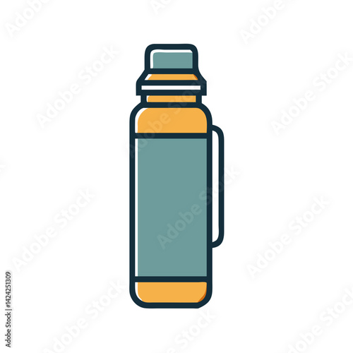 Thermos Bottle Icon Representing Reusable Travel Container for Hot and Cold Beverages