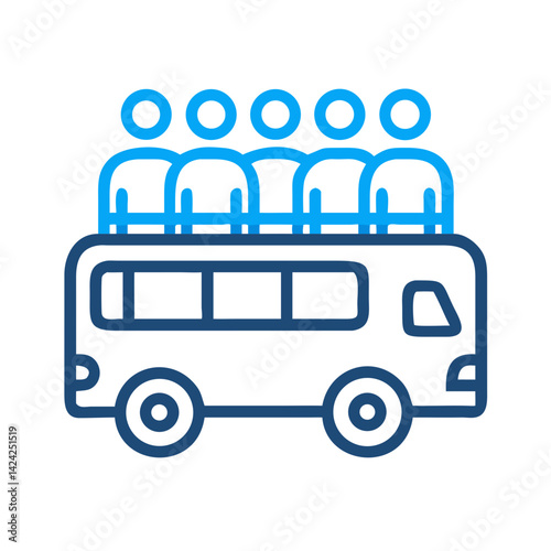 Tourist Bus Icon Representing Group Tour Transport and Travel Service photo