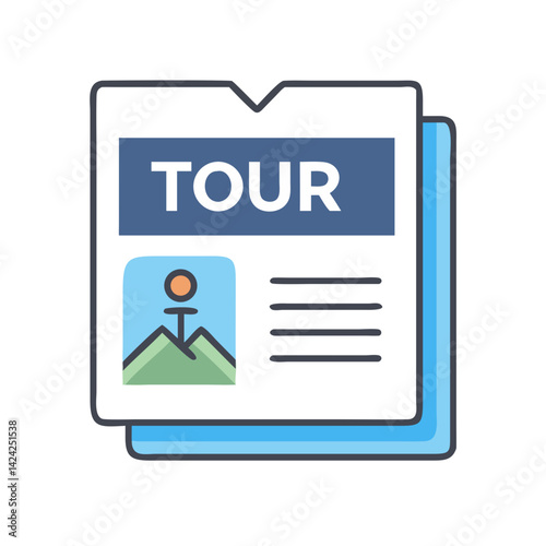 Travel Brochure Icon Representing Tour Information and Vacation Guide