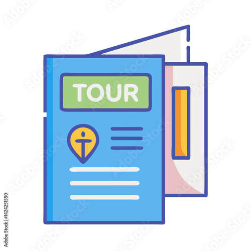 Travel Brochure Icon Representing Tour Information and Vacation Guide