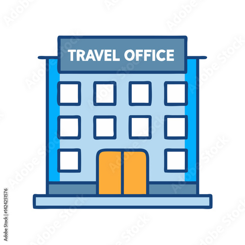 Travel Office Building Icon Representing Tour Agency and Booking Services