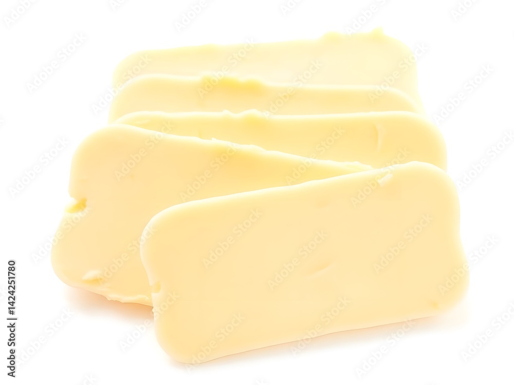 Fresh Sliced Butter Cubes Isolated on White Background – High-Resolution Isolated Dairy Product Image for Cooking, Recipes, and Food Packaging Design Fresh Sliced Butter Cubes Isolated on White Background – High-Resolution Isolated Dairy Product Image for Cooking, Recipes, and Food Packaging Design