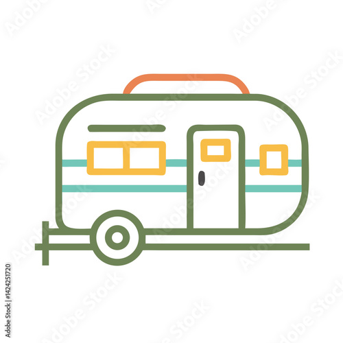 Travel Trailer Icon Representing Mobile Camping and Road Trip Adventure