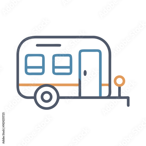 Travel Trailer Icon Representing Mobile Camping and Road Trip Adventure