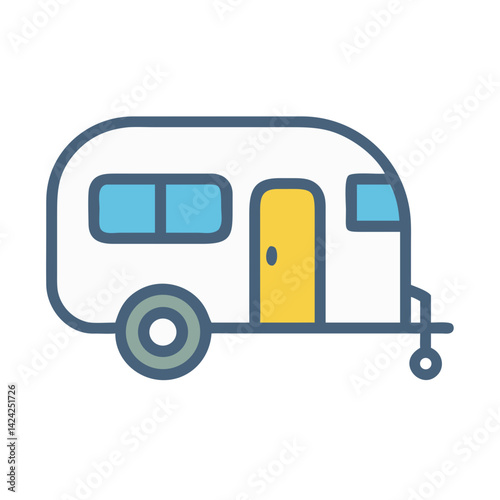 Travel Trailer Icon Representing Mobile Camping and Road Trip Adventure