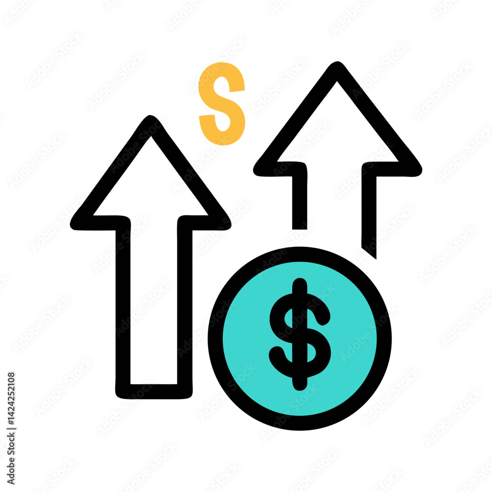 Upward Interest Rate Icon Representing Financial Growth Upward Interest Rate Icon Representing Financial Growth