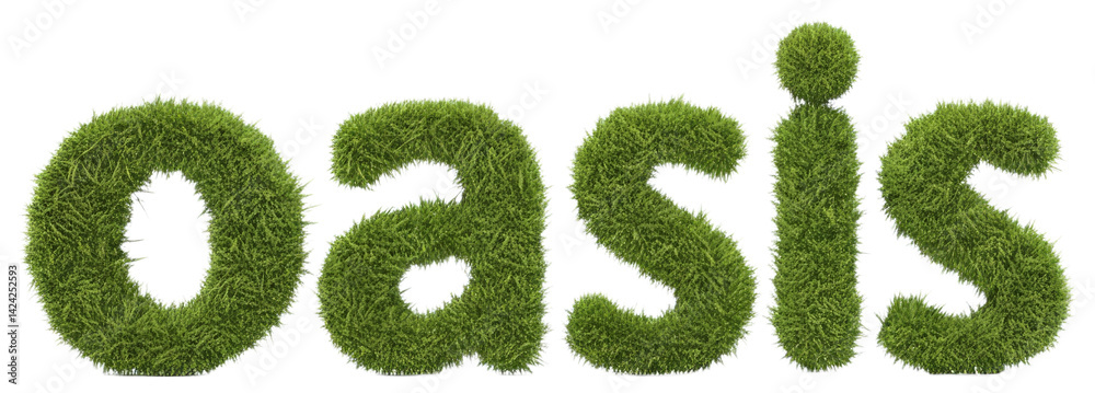 Grass letters forming the word Oasis, transparent background png Grass letters forming the word Oasis, transparent background png