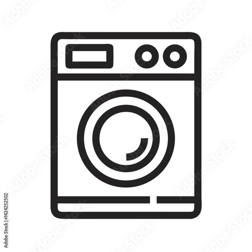 Washing Machine Icon Representing Kitchen Laundry