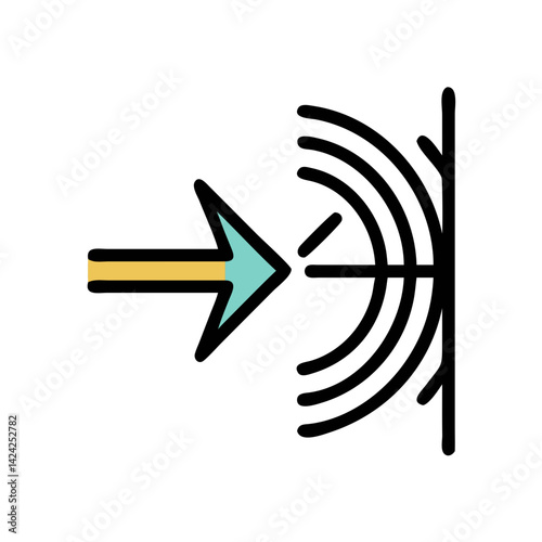 Wave Diffraction Through Narrow Opening Icon Representing Physics Concept