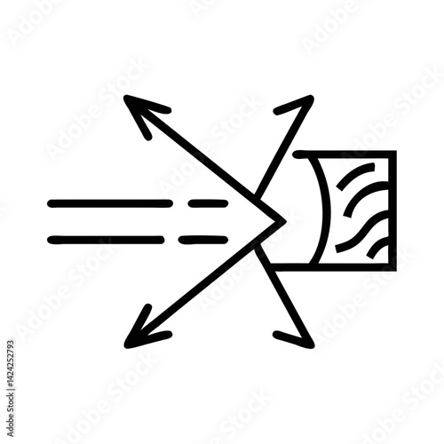 Wave Diffraction Through Narrow Opening Icon Representing Physics Concept