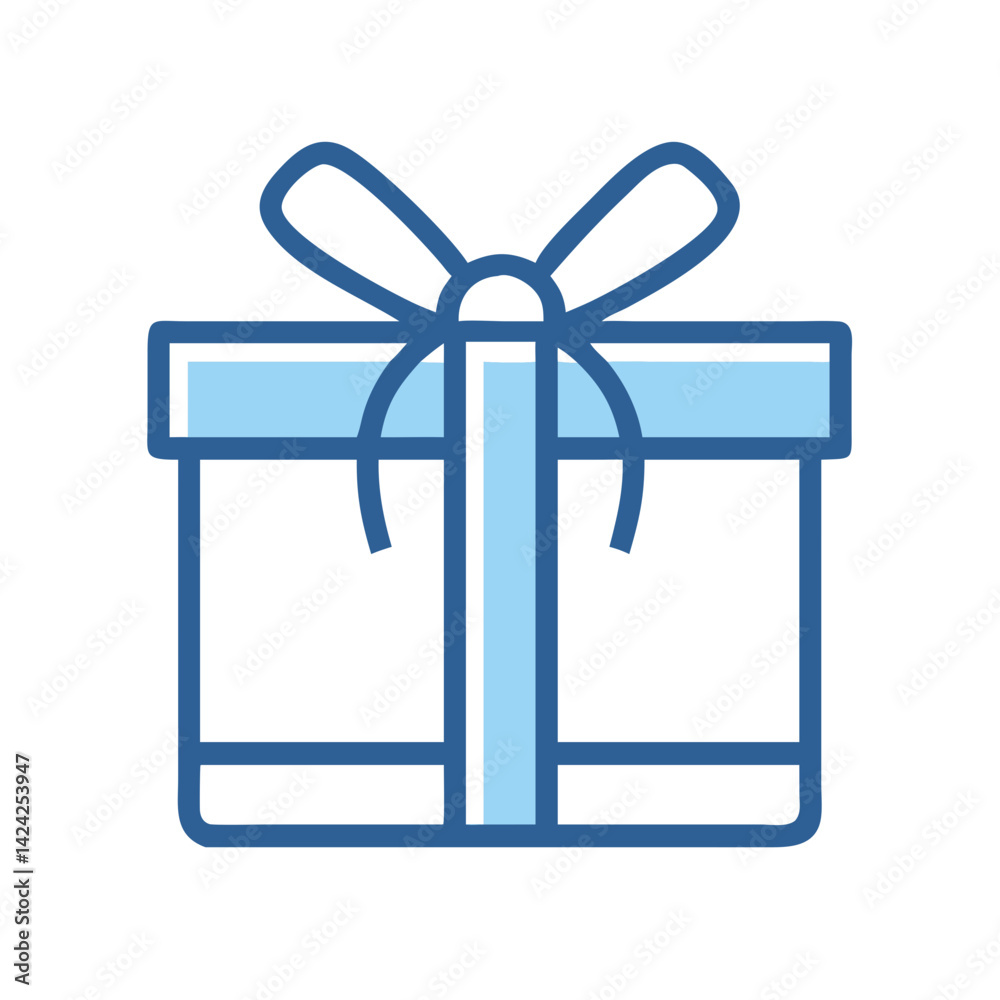 Wrapped Gift Box with Ribbon Icon Representing Present Wrapped Gift Box with Ribbon Icon Representing Present
