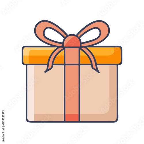 Wrapped Gift Box with Ribbon Icon Representing Present