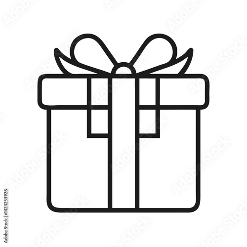 Wrapped Gift Box with Ribbon Icon Representing Present