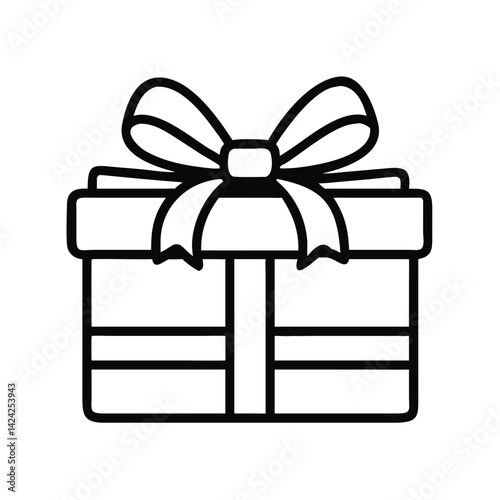 Wrapped Gift Box with Ribbon Icon Representing Present