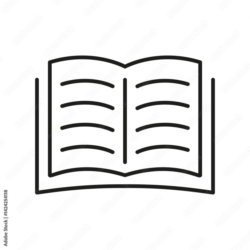 Open Book Line Icon. Knowledge, Education, And Learning Outline Symbol. Reading And Literature Concept. Editable Stroke. Isolated Vector Illustration Open Book Line Icon. Knowledge, Education, And Learning Outline Symbol. Reading And Literature Concept. Editable Stroke. Isolated Vector Illustration