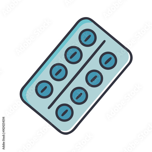 Blister Pack Icon Representing Sealed Medicine Dose