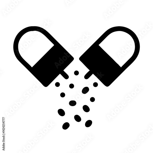 Capsules Breaking Open Icon Representing Supplement Release