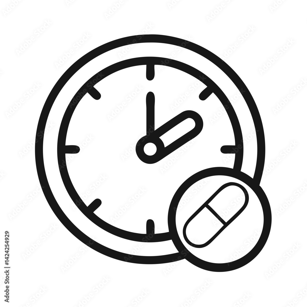 Lock with Pill Icon Representing Medication Timing Security Lock with Pill Icon Representing Medication Timing Security