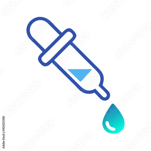 Dropper with Liquid Icon Representing Medical Drops