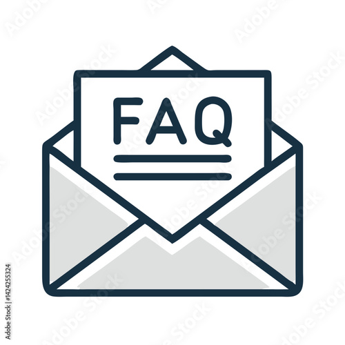 Envelope with FAQ Document Icon Representing Email Help Support